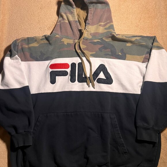 Fila Mens‎ 4XL Big & Tall Camouflage White Black Pullover Hoodie Sweatshirt (L) - Picture 1 of 7